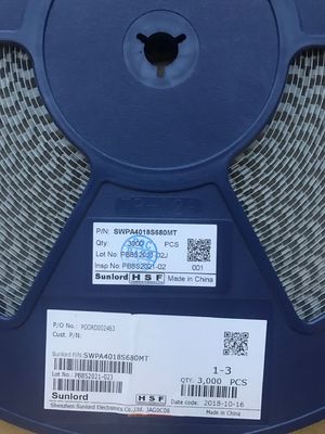 SWPA4018S680MT 68μH Indutor de Potência 4x4.8mm 3.2A Corrente de Saturação 90mΩ DCR, -40°C~+125°C Núcleo de Liga Metálica