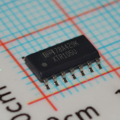 XTR105U Transmissor de corrente de circuito de precisão 4-20mA com linearização de excitação do sensor RTD, operação de 2 fios Regulador de 5V 60V Conformidade 0,1% de precisão e amplo 7.5-36V de suprimento no pacote SO-14