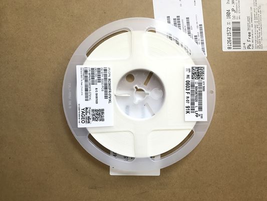 RC0603FR-0791KL Resistor de precisão de 91kΩ, caixa 0603, tolerância de 1%, TCR de 100ppm/°C, potência de 0,1W, tecnologia de filme fino, livre de halogênio, compatível com RoHS para equipamentos médicos e de teste
