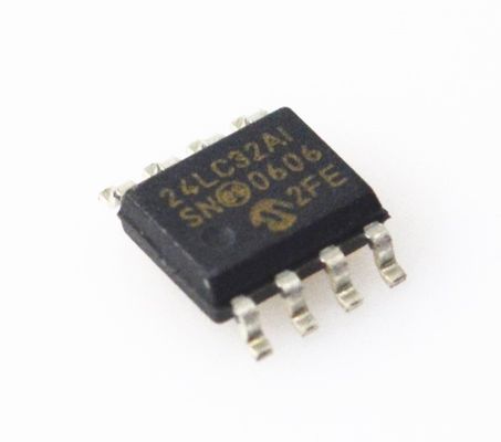 24LC32A-I/SN EEPROM I2C de 32K Velocidade de 400kHz 1M Ciclos de Escrita Faixa de 2.5-5.5V 64-Byte por Página Grau Industrial Baixo Consumo RoHS Compatível Pacote SOIC-8 Compacto