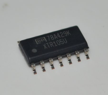 XTR105U Transmissor de corrente de circuito de precisão 4-20mA com linearização de excitação do sensor RTD, operação de 2 fios Regulador de 5V 60V Conformidade 0,1% de precisão e amplo 7.5-36V de suprimento no pacote SO-14