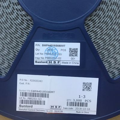 SWPA4018S680MT 68μH Indutor de Potência com Tolerância de 20% Tamanho 4018 1.24A Corrente de Saturação 1.15A Corrente de Elevação de Temperatura Construção Blindada Faixa de -40°C a 125°C Compatível com RoHS Embalagem em Fita e Carretel