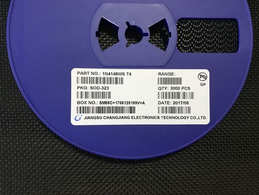 Diodo de comutação de alta velocidade 1N4148WS com classificação de 100V, corrente de 150mA, capacitância ultra-baixa de 2pF, recuperação de 4ns, encapsulamento miniatura SOD-323, qualificado AEC-Q101 para aplicações automotivas e de uso geral