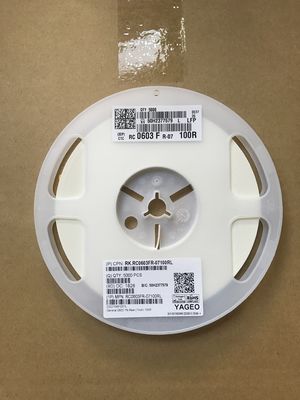 RC0603FR-07100RL 100Ω Resistor de precisão 0603 Caso 1% Tolerância 100ppm/°C TCR 0.1W Classificação Tecnologia de filme fino Livre de halogênio Compatível com RoHS para detecção de corrente e correspondência de impedância