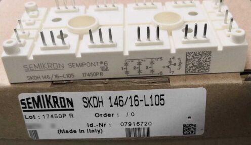 SKDH116/16-L105 1600V 116A Módulo IGBT Ponte Trifásica Boost Chopper Integrado NTC Alta Corrente de Surto 950A Pacote SEMIPONT6 Pino de Pressão Certificado UL para UPS e Drives
