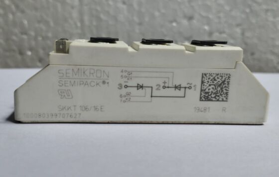 SKKT106/16E 1600V 106A Módulo de tiristor duplo Baixo VF 1.35V 2.4kA Surge AlN Contatos de pressão de base cerâmica SEMIPACK1 ISOLADO UL Certificado para arranque e acionamentos suaves