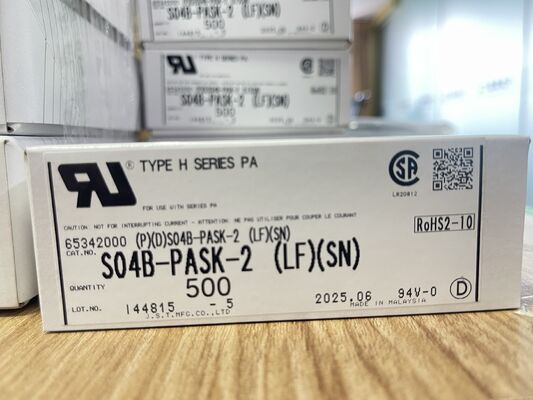 S04B-PASK-2 4-Pin 2.0mm Pitch Top-Entry Header Friction Lock UL94V-0 Nylon 3A 250V -25°C a +85°C THT Mount Série JST PA para Aparelhos